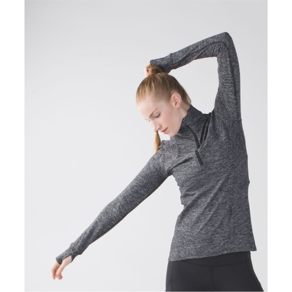Lululemon Kanto Catch Me 1/2 Zip Wee Stripe Heathered Black 4‎